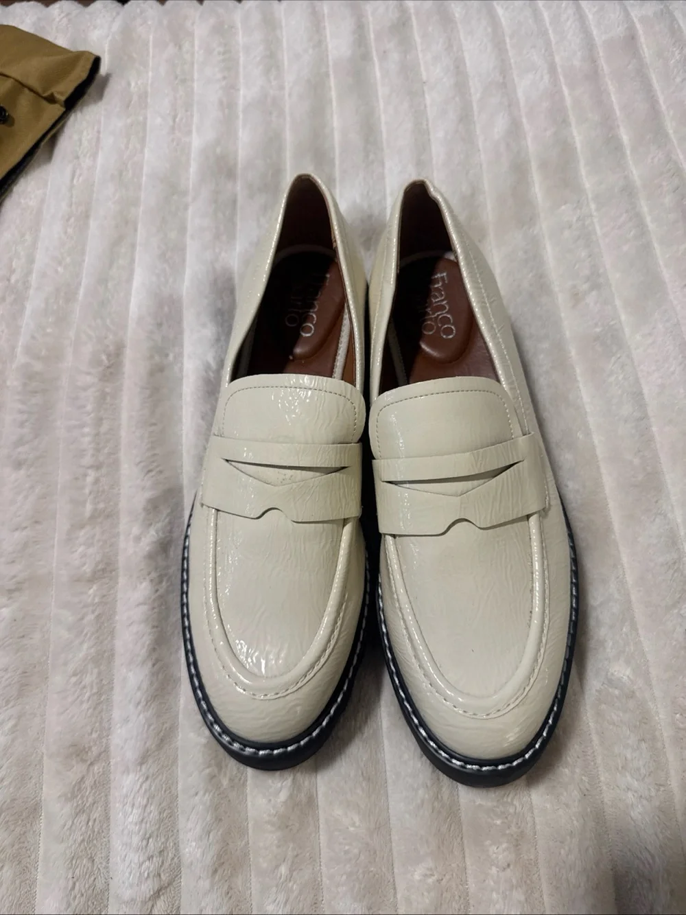 Franco Sarto Balin Lug Sole Chunky Loafers Putty White Color Womens Size 9